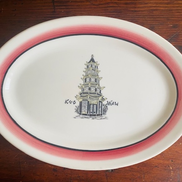 1954 MAYER CHINA Hand Painted & Patented Set of 2 Restaurant Ware Platters - Picture 3 of 9